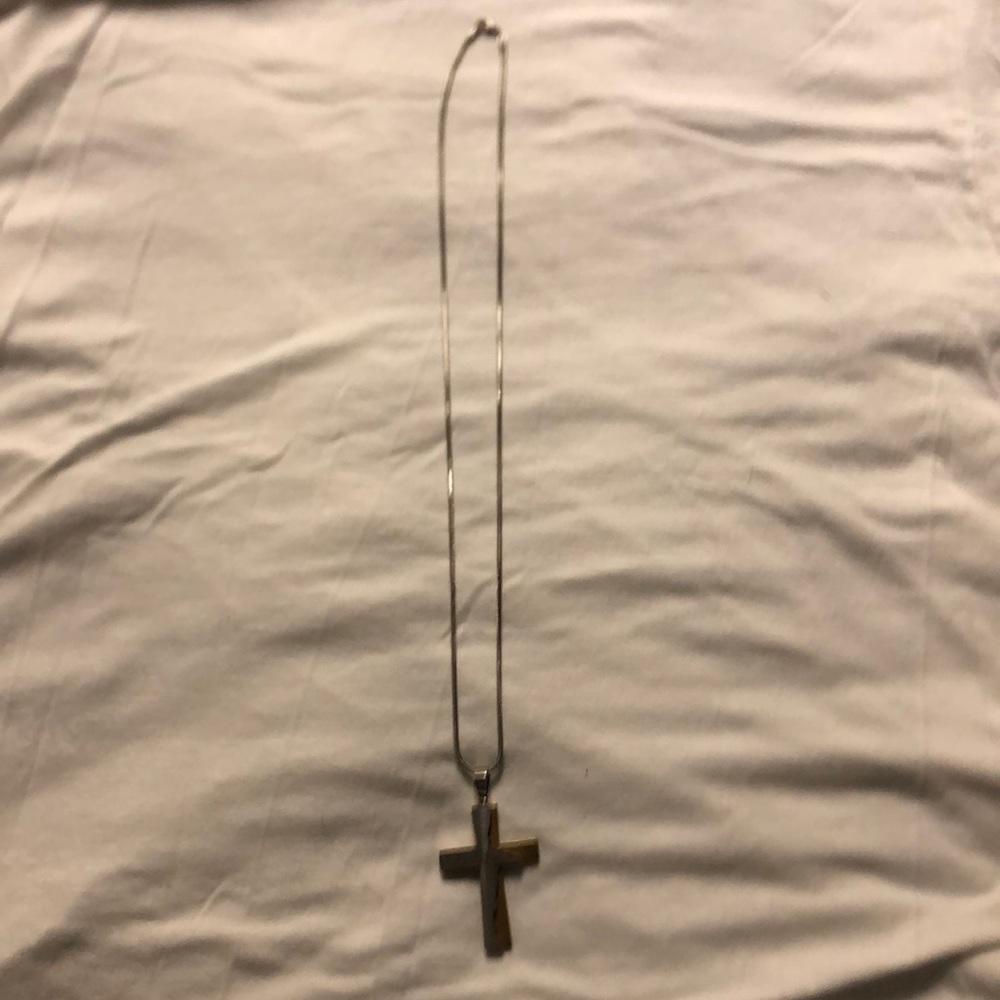 Chain an cross with scripture on it
